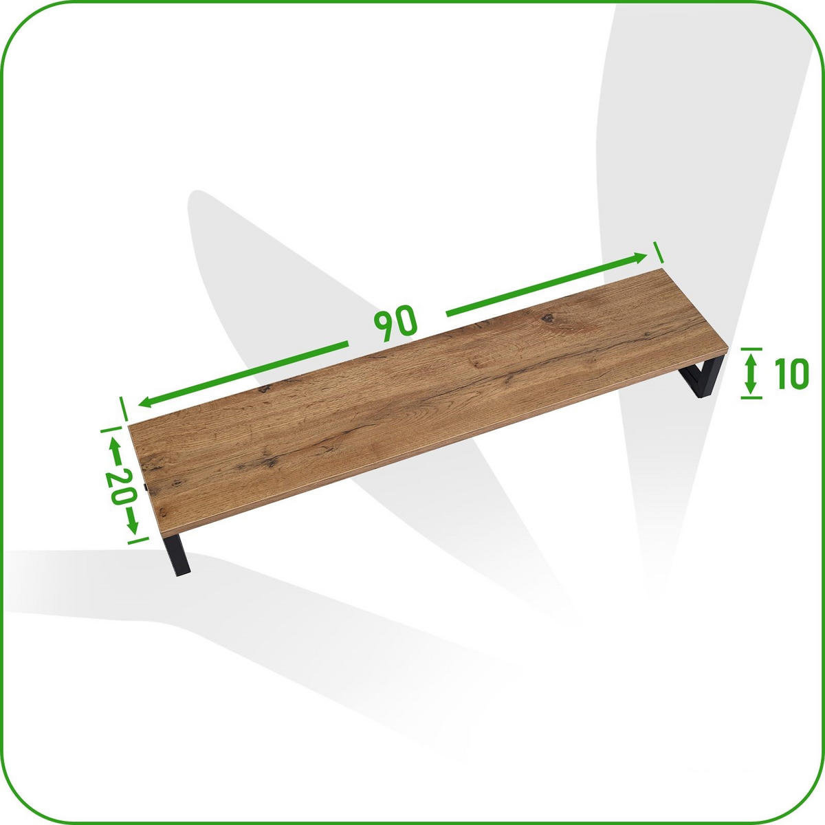 SCHREIBTISCHAUFSATZ Holzoptik Metall Erlefarben Schwarz Monitorablage 90x20x10 cm - Erlefarben/Schwarz, Holzwerkstoff/Metall (20/90/10cm) - Begryf