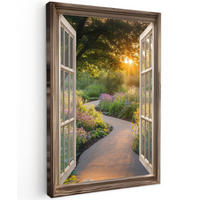 LEINWANDBILD Aussicht - Blumen - Natur - Sonne - Weg 90x140 cm - Hellgelb, Textil (90/140cm) - MuchoWow