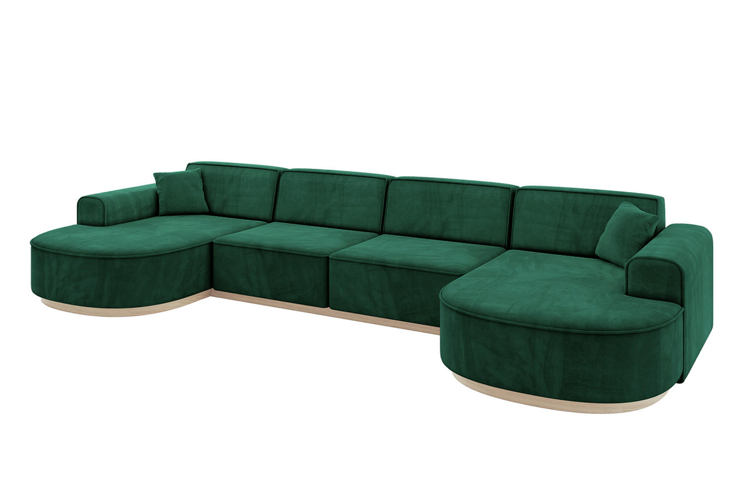 WOHNLANDSCHAFT MARI-U2-v1 - 388x171x83 cm Grün Velours - Grün, Holzwerkstoff/Textil (388/83/171cm) - ALTDECOR
