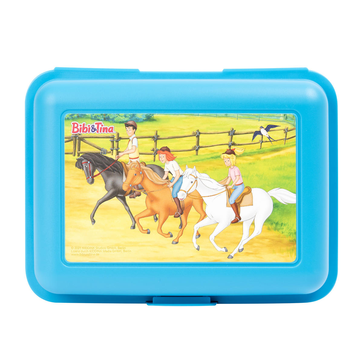 BROTDOSE Bibi & Tina Pferde Blau 17,5 x 12,8 x 6,9 cm - Blau, Kunststoff (17.5/6.9/12.8cm) - United Labels