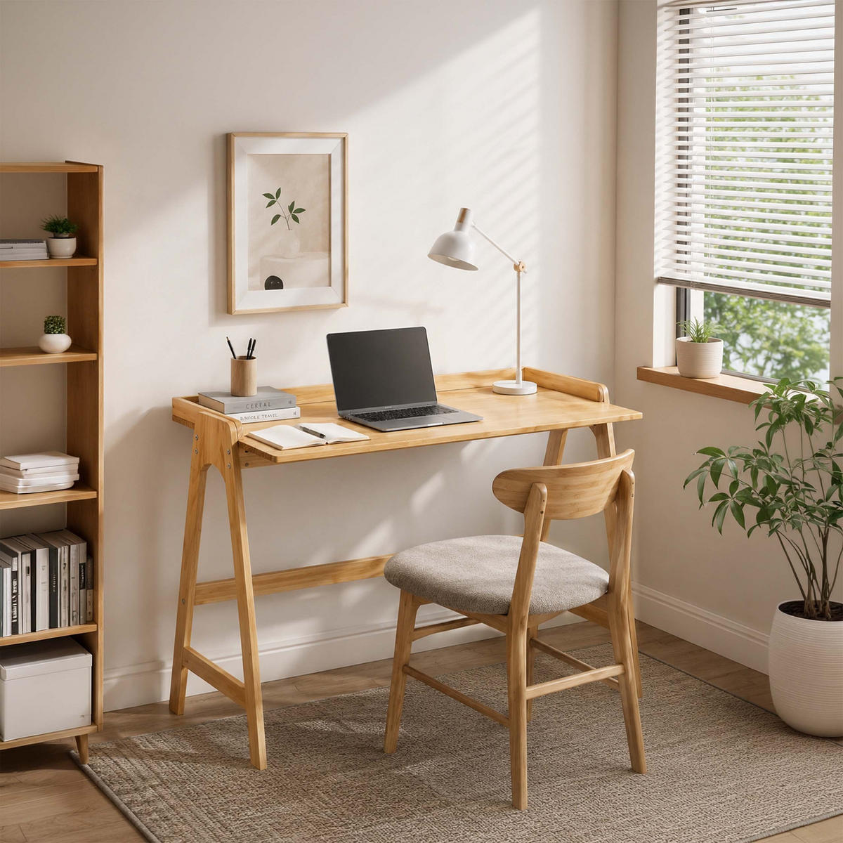 SKRIVBORD natur fanér 81,5 cm - Ljusbrun, Trä (48.5/107/81.5cm) - Relaxdays