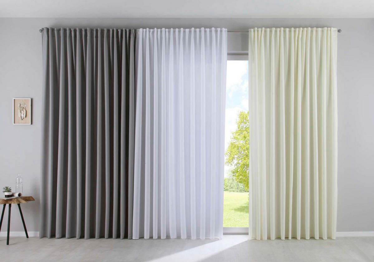 SCHLAUFENGARDINE »Palermo« HxB 250x300 cm Grau - Grau, Textil (300/250cm) - Gardinenbox