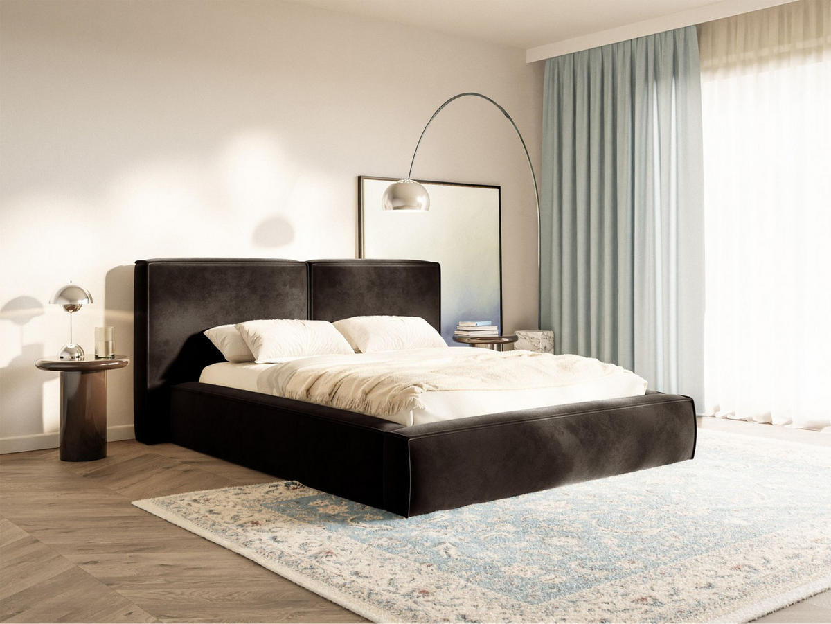 POLSTERBETT Tilves Braun 140x200 cm - Schwarz/Braun, Kunststoff/Textil (140/200cm) - Selsey