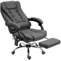 DREHSTUHL 70/65/111-119 cm dunkelgrau aus Polyester mit Massagefunktion und Fußstütze - Dunkelgrau, Kunststoff (70/119/65cm) - OKWISH