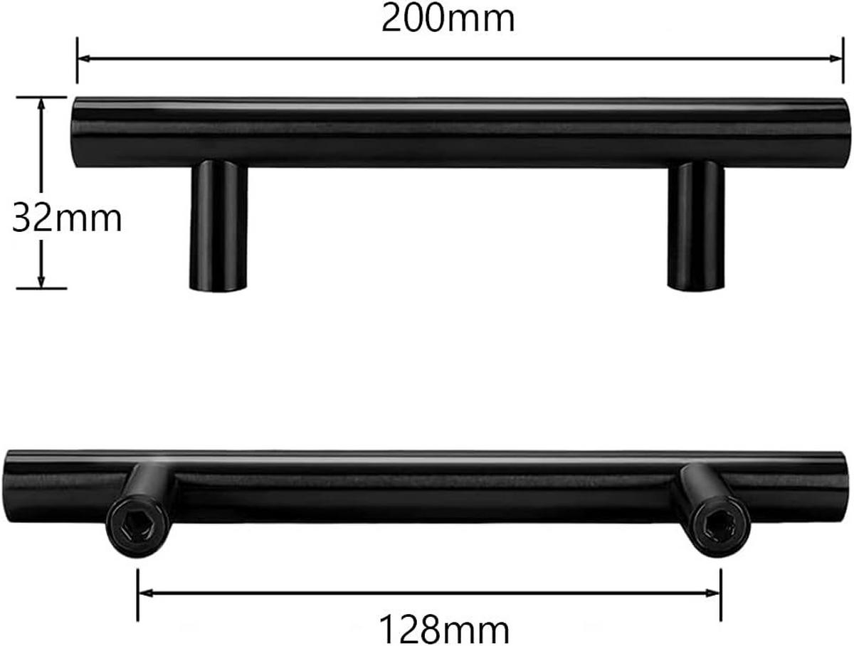 MÖBELGRIFF 8er-Set 128 mm Edelstahl - Schwarz, Metall (2.5/3.2/20cm)