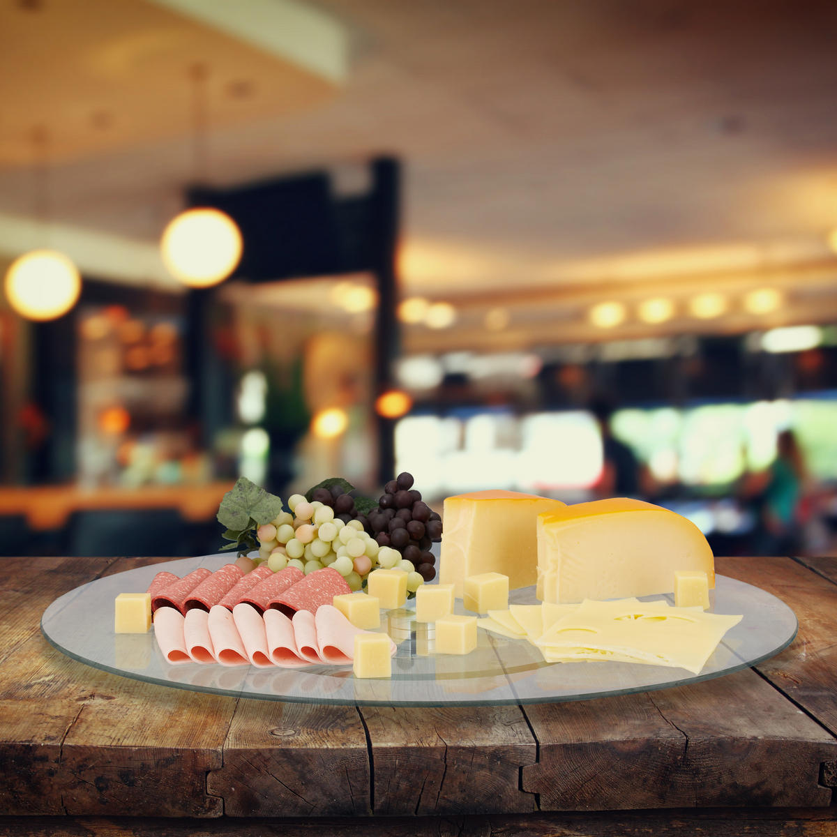 SERVIERPLATTE - Transparent, Glas/Metall (45/2/45cm) - Relaxdays