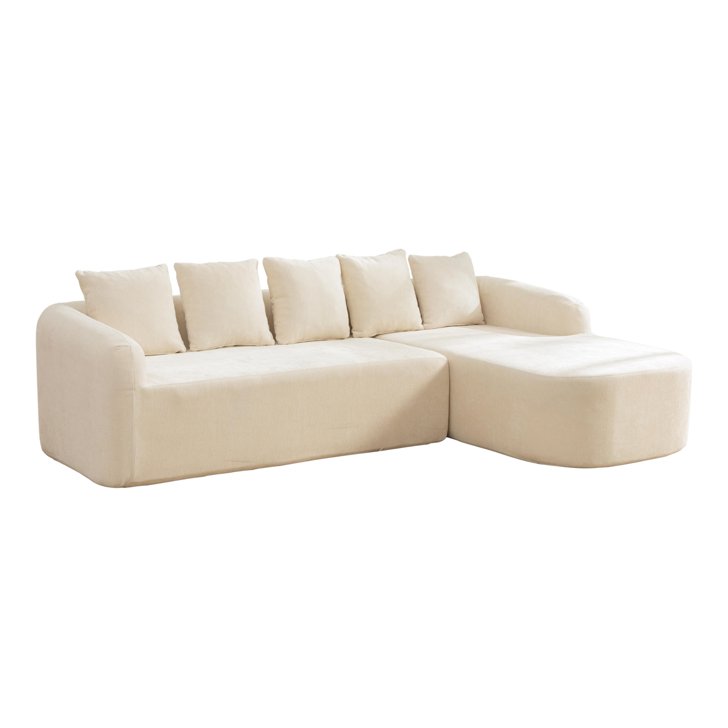 ECKSOFA Chenille Beige mit Kissen - Beige, Textil (270/172cm) - WISHDOR