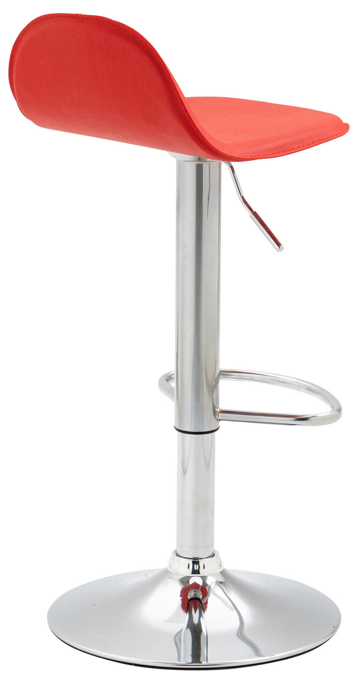 BARHOCKER Lederlook rot - Chromfarben/Rot, Textil/Metall (39/73/41cm) - CLP
