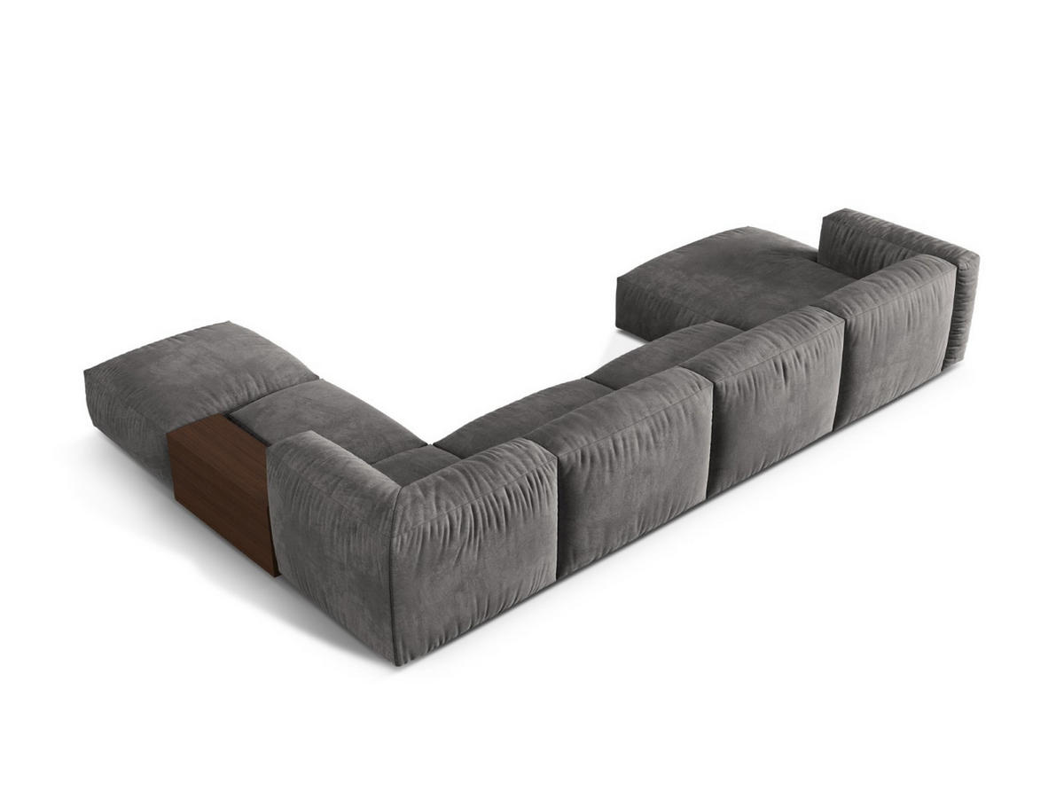 PANORAMASOFA modular rechts Martina aus Samt grau 5 Sitzplätze - Grau, Textil (280/75/406cm) - Micadoni