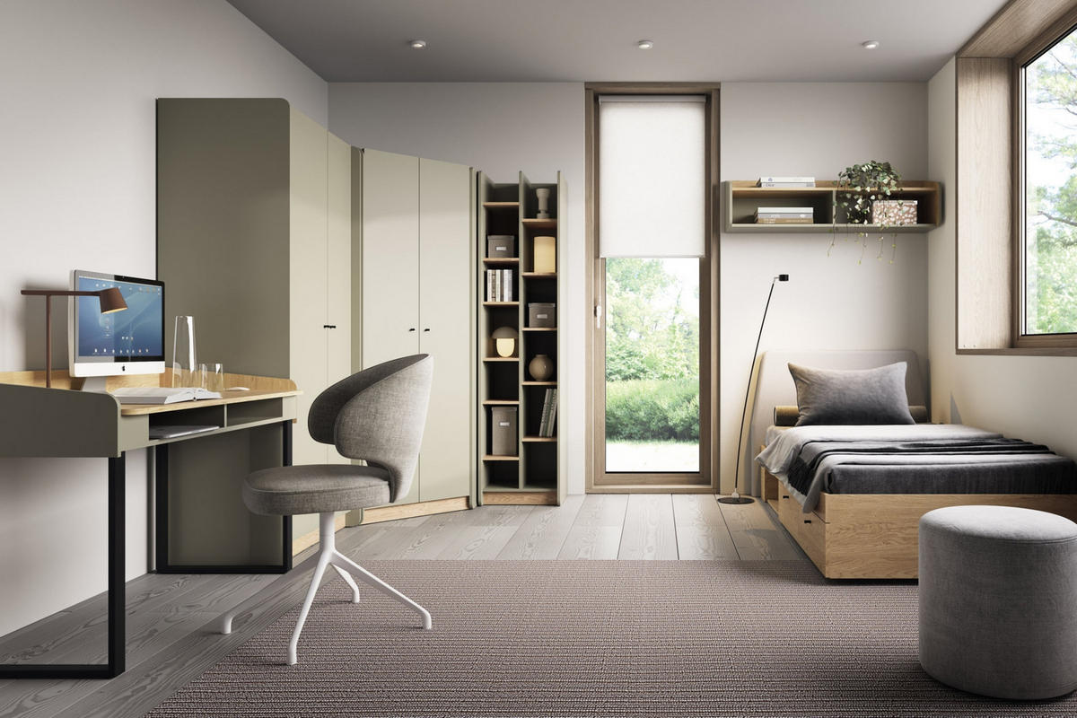 JUGENDZIMMER ALBI 1 in Eukalyptus / Baltic Düne Eiche 6-teilig - Alteiche/Eukalyptusholzfarben, Holzwerkstoff (577/195/88cm) - Deine Möbel 24