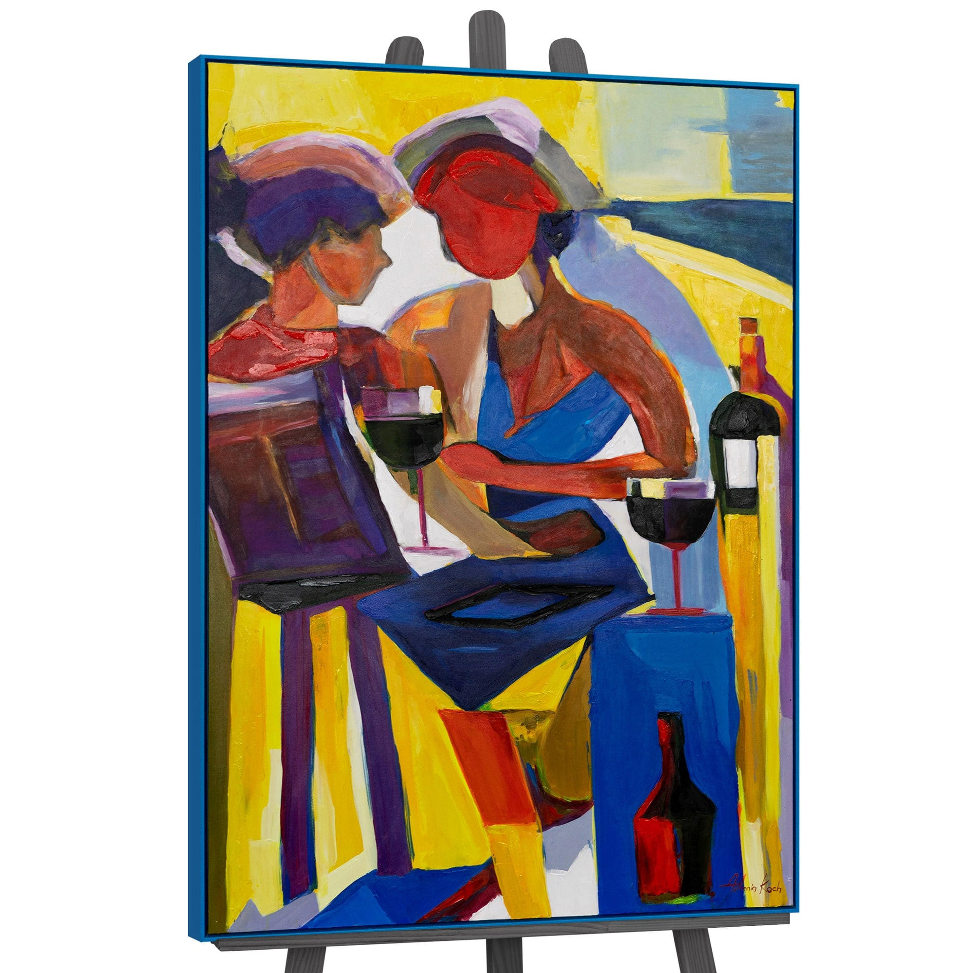GEMÄLDE Farbenfroher Abend Schattenfugenrahmen Blau 120x80 cm - Blau, Holz (120/80cm) - YS-art gallery