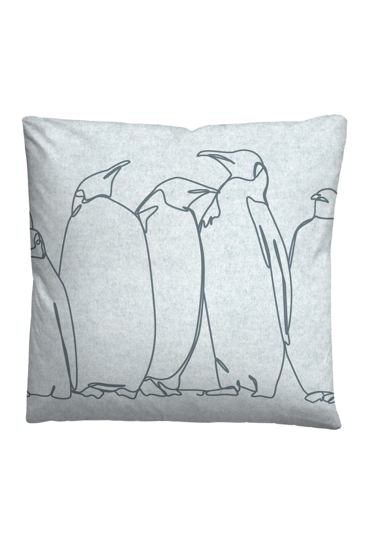 BETTWÄSCHE-GARNITUR Melange Pinguin ciel, 135x200 cm + 80x80 cm - Hellblau, Textil (135/200cm) - biberna