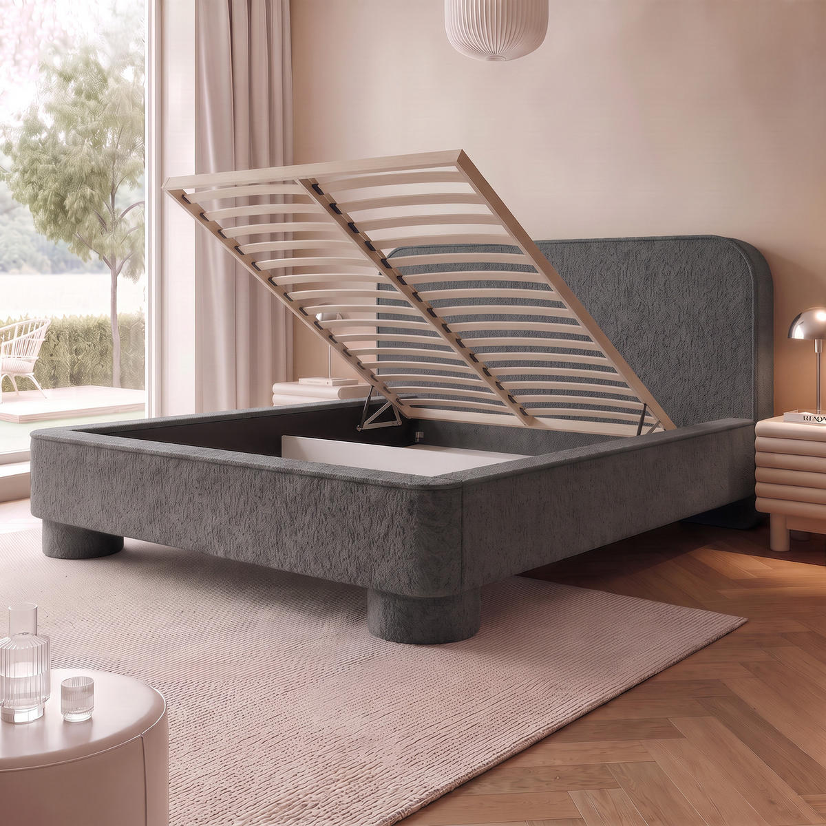 POLSTERBETT SALNUK 120x200 cm, Anthrazit - Anthrazit, Textil (200/120cm) - Fedve