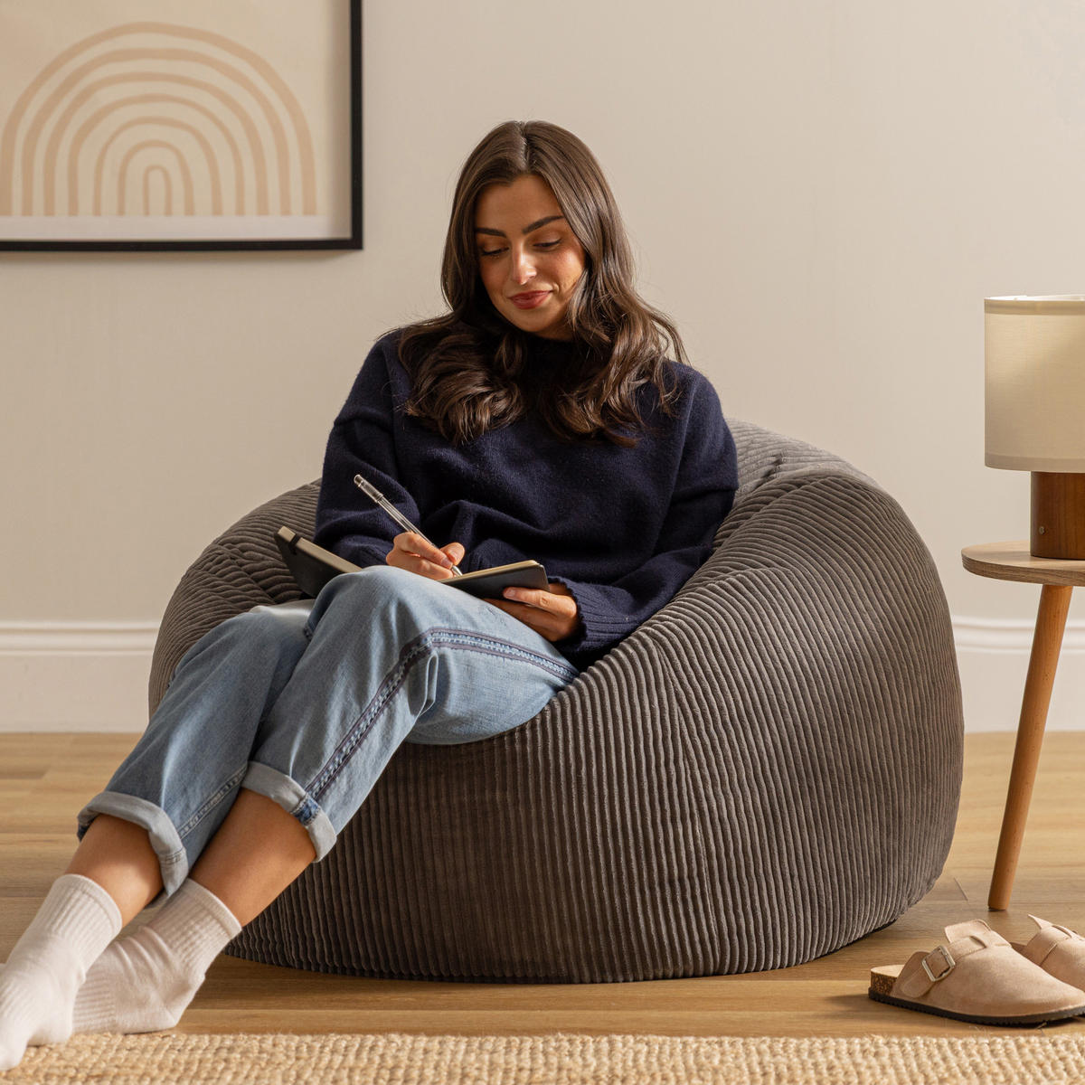 SITZSACK Klassisch Kingston, Cord - Anthrazit, Textil (85/50/85cm) - icon