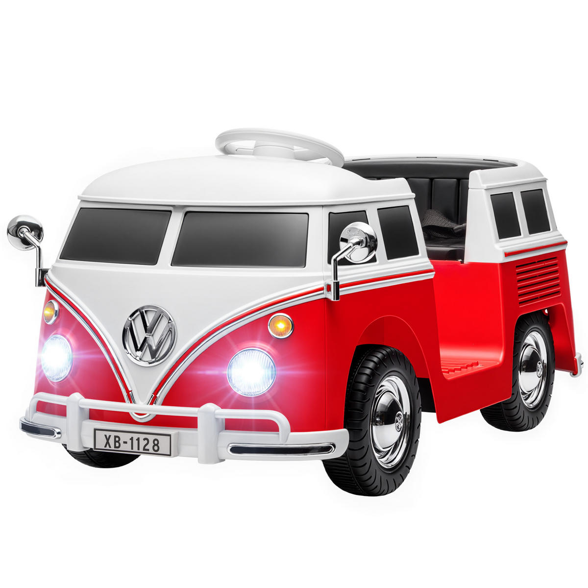 ELEKTROAUTO DE-06274 Volkswagen T1 lizenziert mit MP3 und Doppelmotor Rot - Rot, Kunststoff/Metall (89/49/41.5cm) - ComfortXL