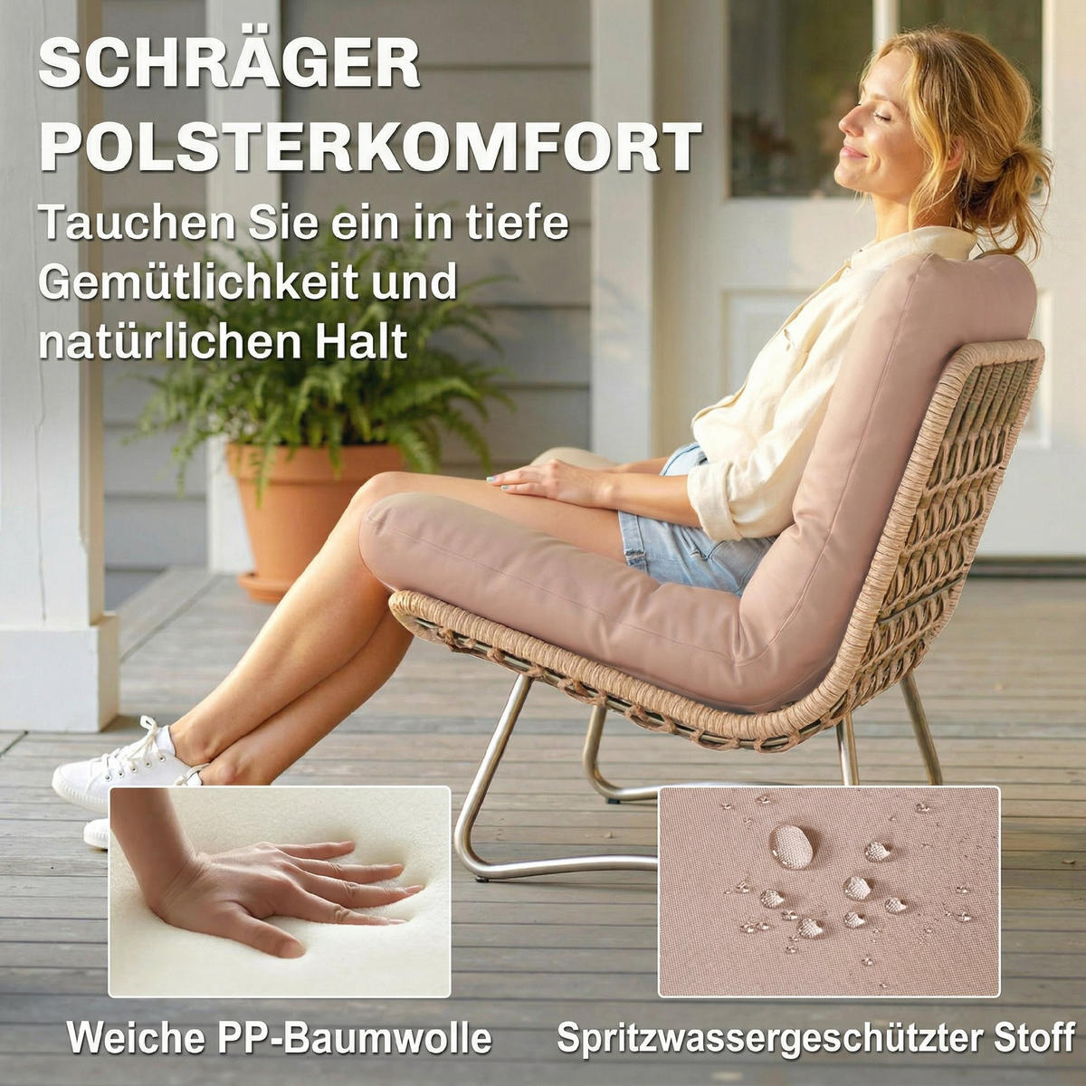 RATTAN-GARTENMÖBEL-SET 4er Set PE-Rattan Metall Braun - Braun, Metall - Outsunny