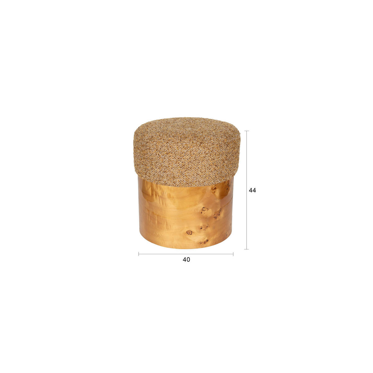 SITZHOCKER Burlin Braun - Braun, Holz (40/44/40cm) - Dutchbone