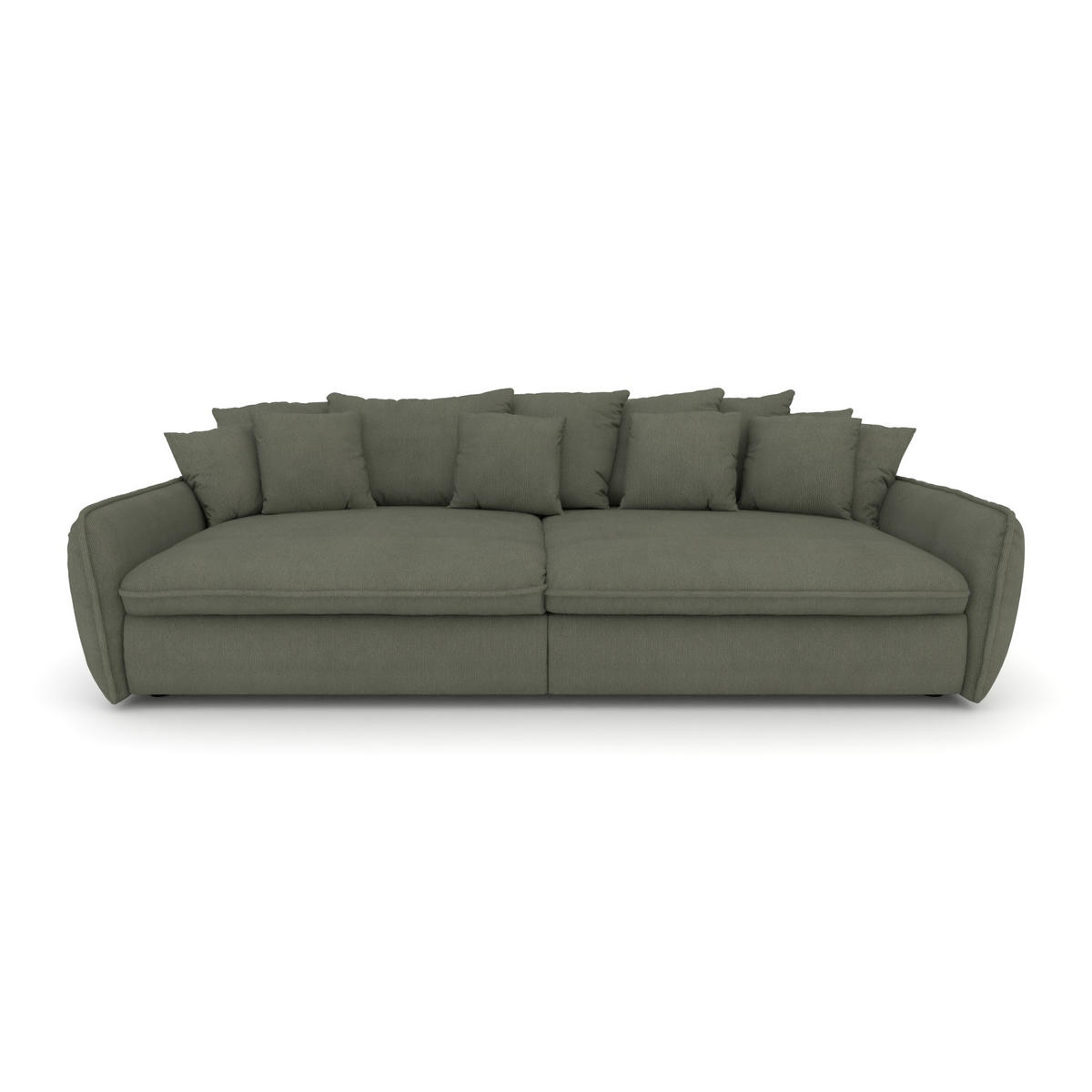 BIGSOFA Hereford XXL Cord Grün inkl. 12 Kissen 274/131/61 cm - Dunkelgrün, Kunststoff/Textil (274/61/131cm) - foamnova
