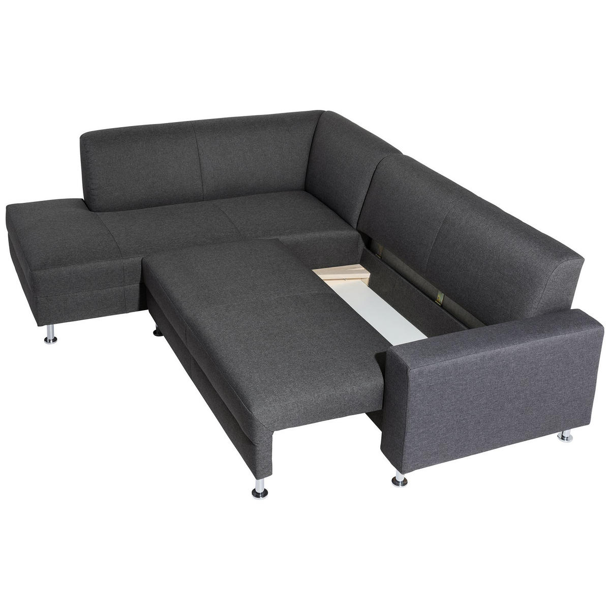 ECKSOFA mit Schlaffunktion Katrine Flachgewebe graphit - Graphitfarben, Kunststoff (190/245cm) - 58aufmkessel
