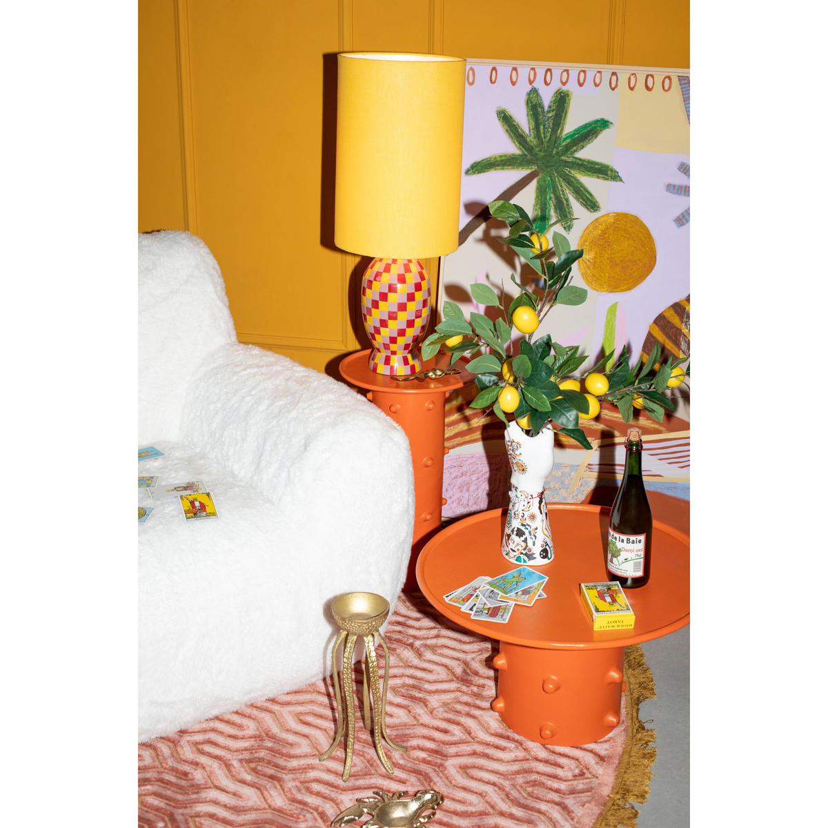 BEISTELLTISCH Pinch Me Rond 33 cm Oranje - Orange, Metall (33/33/55cm) - Bold Moneky