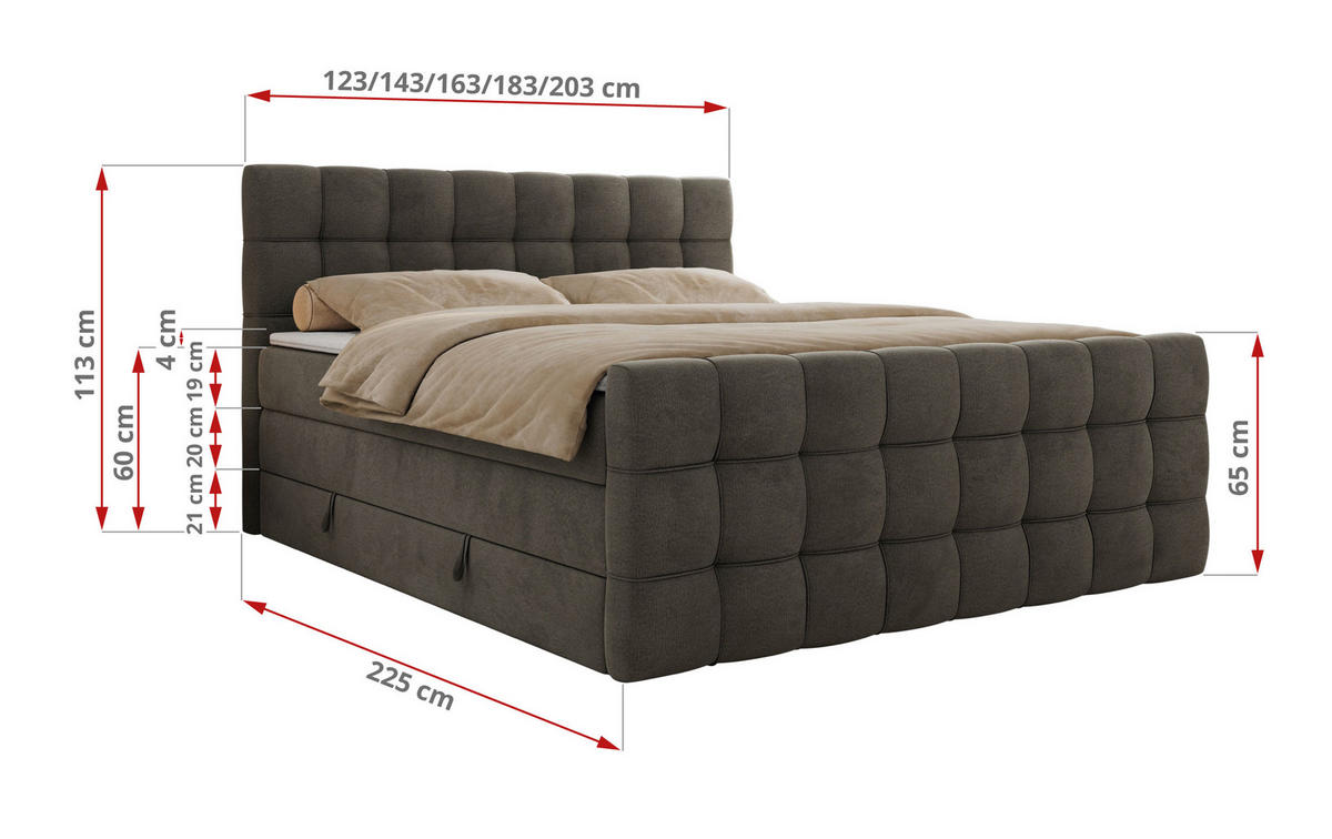 BOXSPRINGBETT ALTIVO KING DUO 200/200 - Dunkelgrau Velvet - H3 - Anthrazit, Textil (200/200cm) - MKS