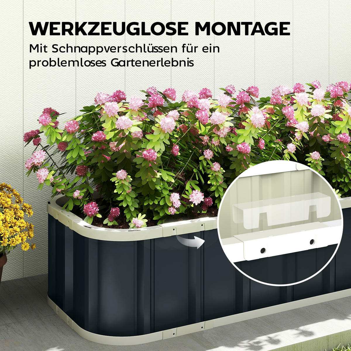 HOCHBEET Verzinkter Stahl Kunststoff Dunkelgrau 136/52/31 cm - Dunkelgrau, Metall (52/31/136cm) - Outsunny