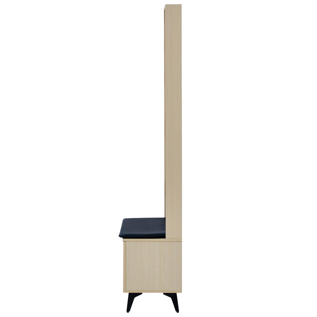 GARDEROBE Sitzbank Kleiderhaken 4 Haken Stahl Schwarz Flur Modern - Naturfarben, Holzwerkstoff (60/179.5/35cm) - FLIEKS