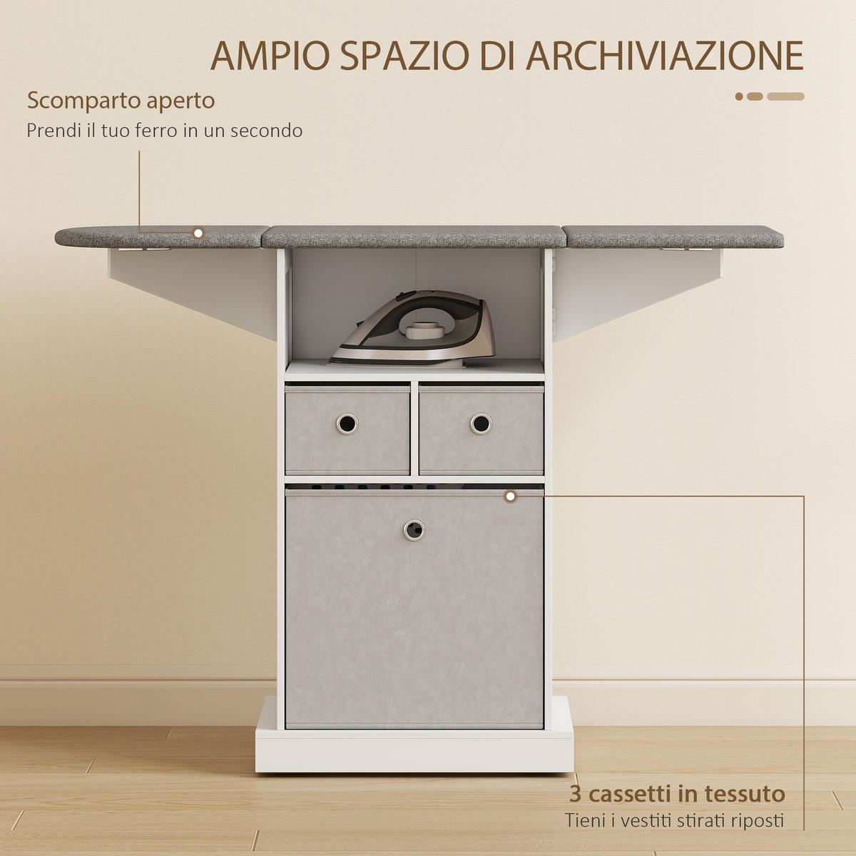 BÜGELBRETTSCHRANK Weiß 1 Stück - Weiß, Holzwerkstoff (37/89.5/121cm) - GiPP