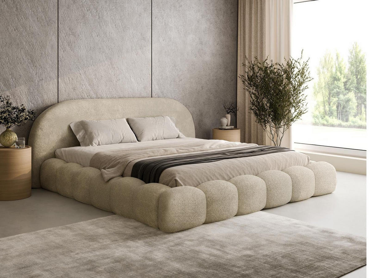 POLSTERBETT Metallrahmen 180x200 Beige OMBIS - Beige, Holzwerkstoff (180/200cm) - Compleo24