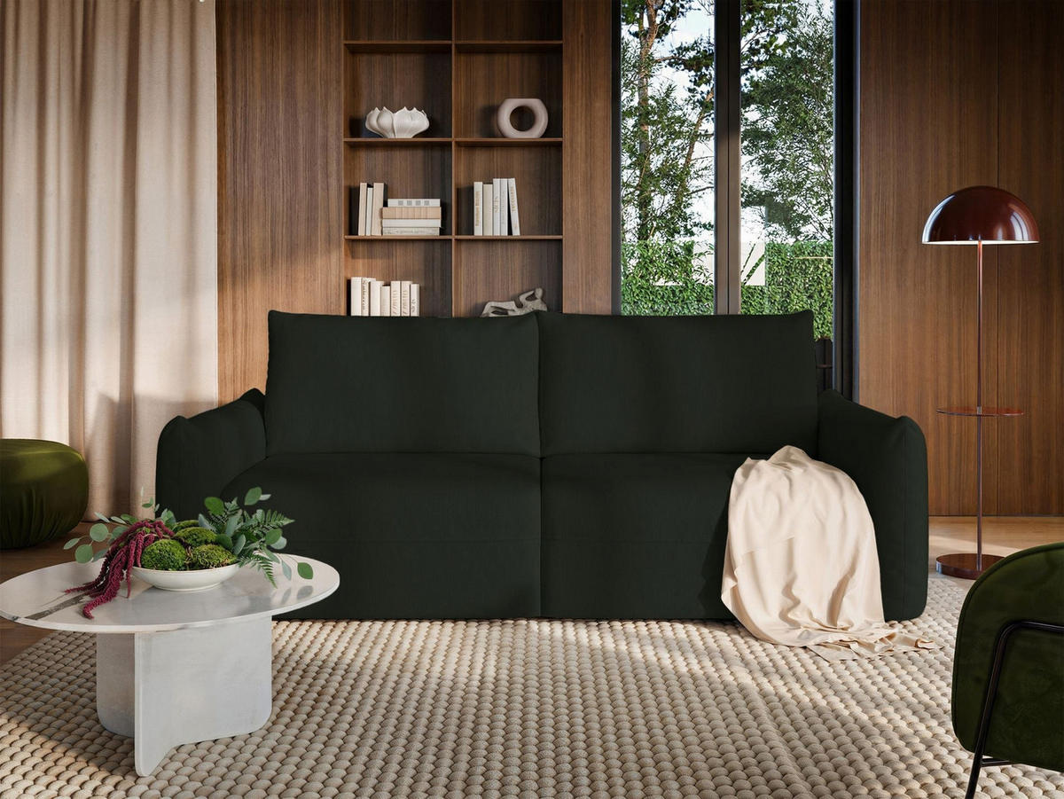 SCHLAFSOFA Theolla Grün - Schwarz/Grün, Textil/Metall (248/97/111cm) - Selsey
