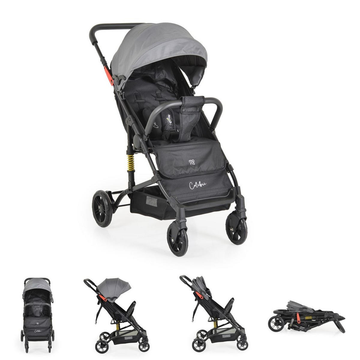 KINDERWAGEN Colibri grau faltbar, verstellbar, 5-Punkt-Gurt, ab 6 Monaten - Grau, Metall (75/51/97cm) - Moni