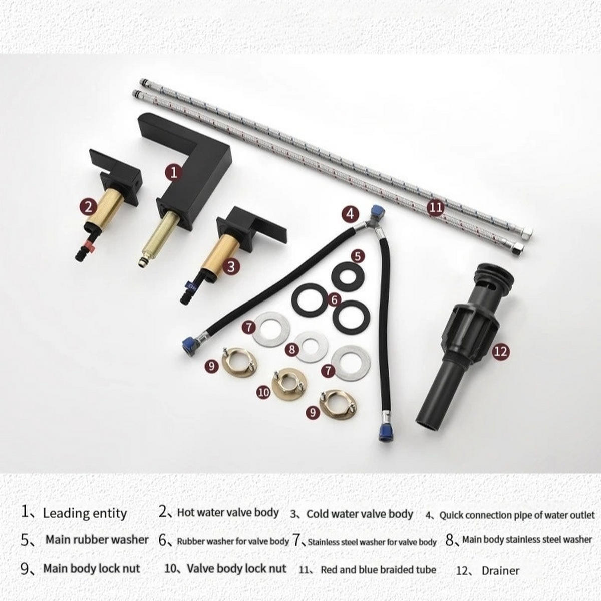 WARM- und Kaltwasserarmatur – Schwarz – Vollkupfer-Konstruktion - Schwarz, Metall (35/8.5/28cm)