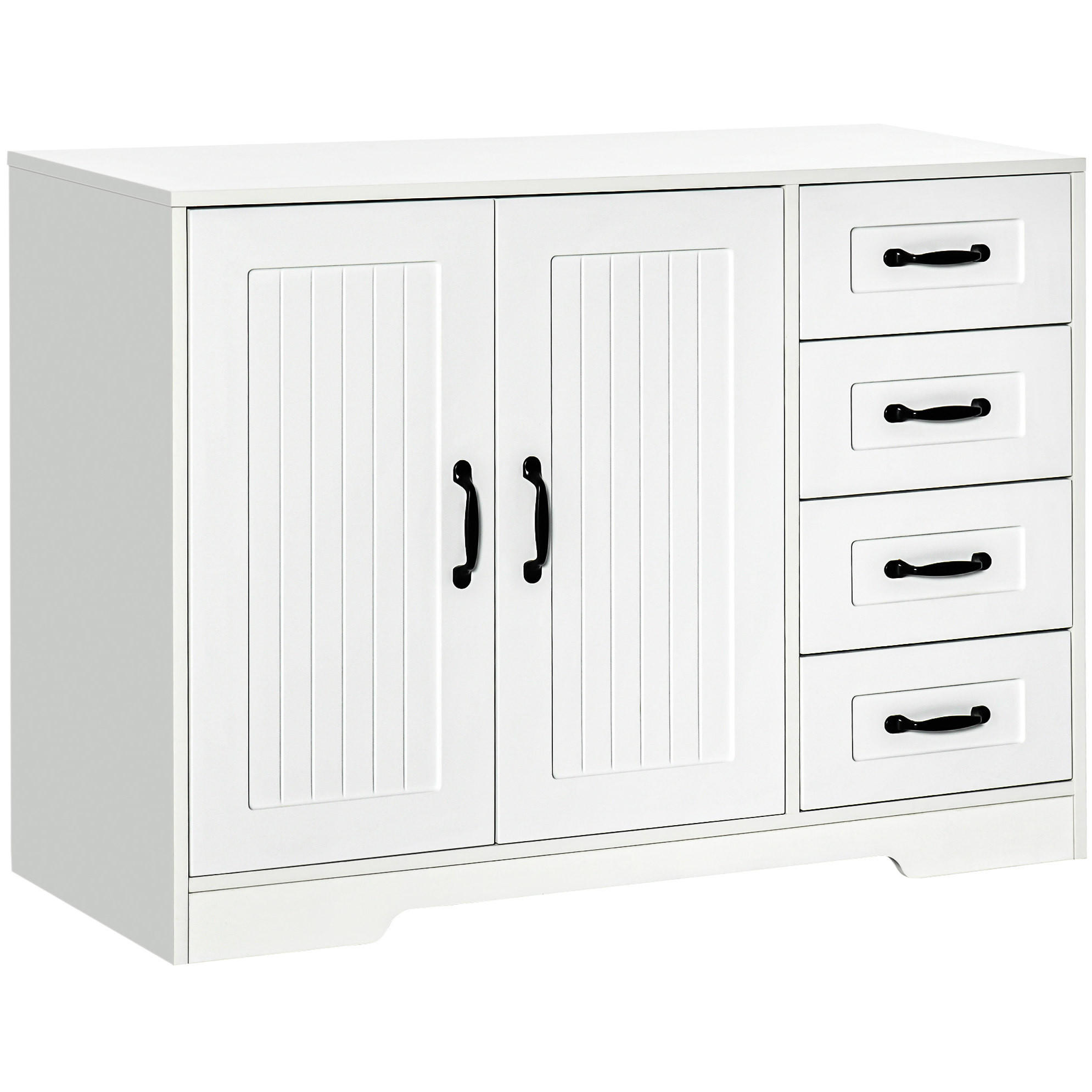 SIDEBOARD 105/40/76 cm aus MDF mit 4 Schubladen, verstellbarem Einlegeboden und Kippschutz, Weiß - Weiß, Holzwerkstoff (105/76/40cm) - Redom