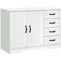 SIDEBOARD 105/40/76 cm aus MDF mit 4 Schubladen, verstellbarem Einlegeboden und Kippschutz, Weiß - Weiß, Holzwerkstoff (105/76/40cm) - Redom
