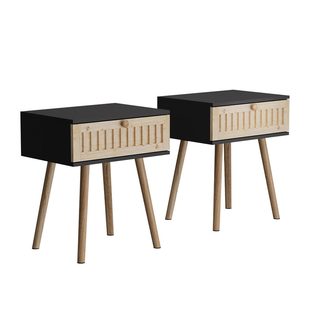 NACHTTISCH Holk Anthrazit/Kiefer 40 x 47 cm 2-er Set - Anthrazit/Kieferfarben, Holzwerkstoff (40/47/30cm) - Vicco