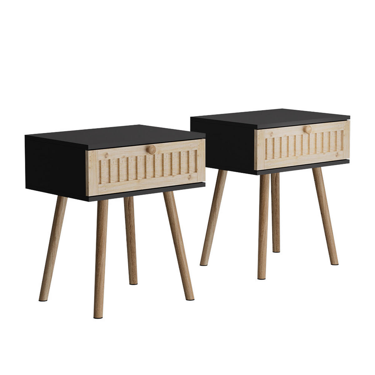 NACHTTISCH Holk Anthrazit/Kiefer 40 x 47 cm 2-er Set - Anthrazit/Kieferfarben, Holzwerkstoff (40/47/30cm) - Vicco