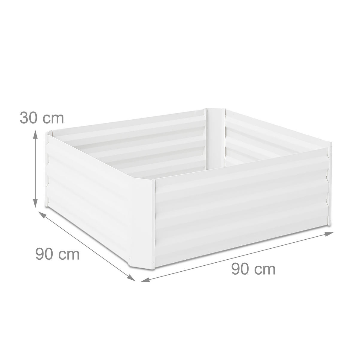 HOCHBEET - Weiß, Metall (90/30/90cm) - Relaxdays