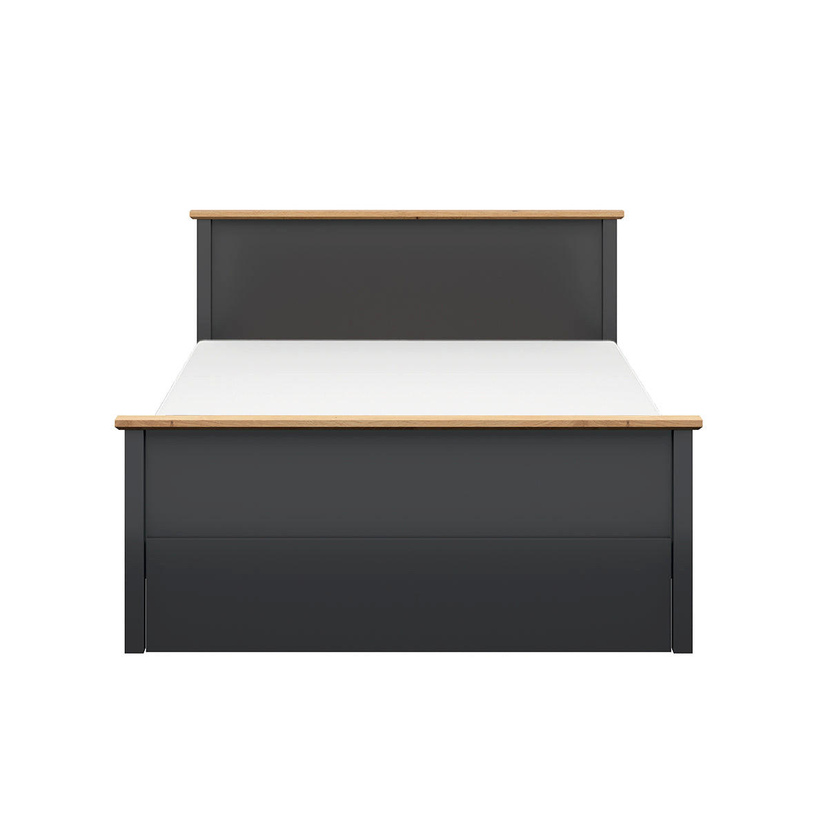 BETT 140/200 Duck Anthrazitgrau und Holz in Eichenoptik - Grau, Holzwerkstoff (140/200cm) - Petits-meubles