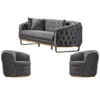 SITZGARNITUR Fairy Grau Stellvariante:3+1+1 - Grau, Holz (240/70/100cm) - Villa Möbel