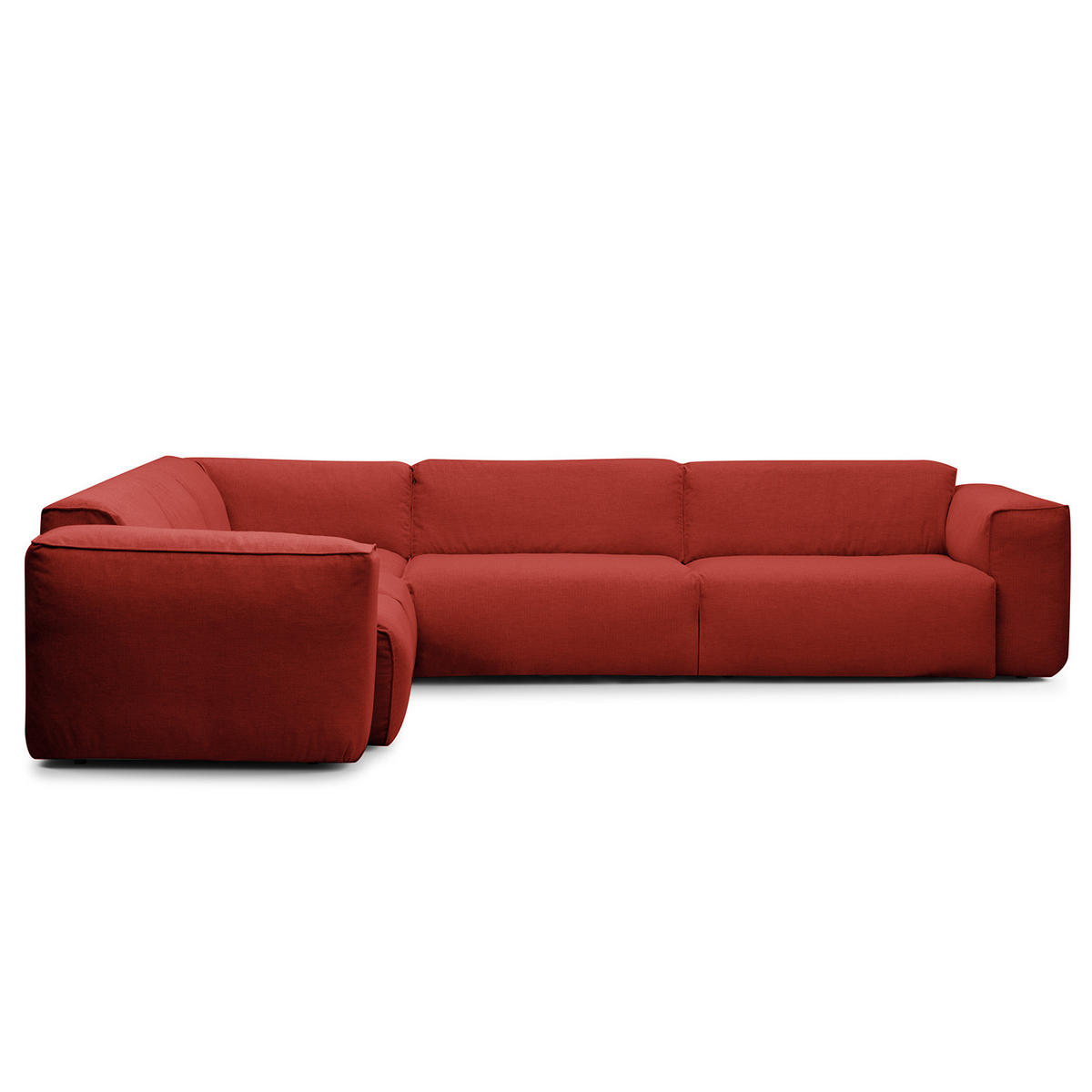 ECKSOFA mit Rundecke - Rot/Schwarz, Kunststoff/Textil (325/260cm) - home24