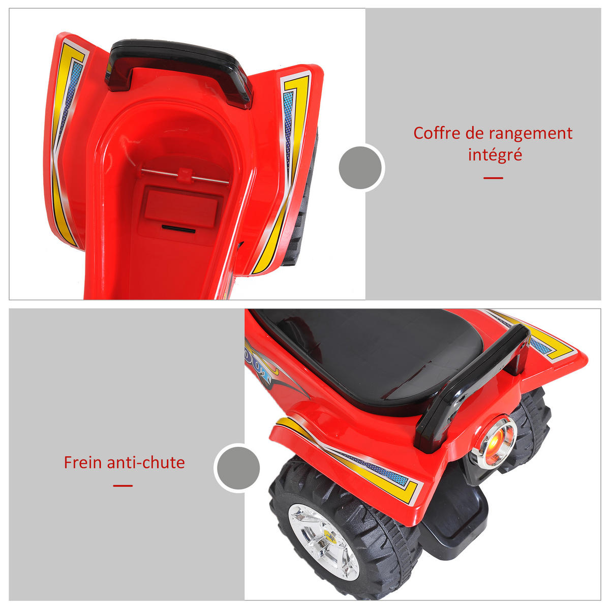 KINDERQUAD DE-16916 mit Licht- & Soundeffekten Rot/Schwarz - Rot, Kunststoff (60/38/42cm) - ComfortXL