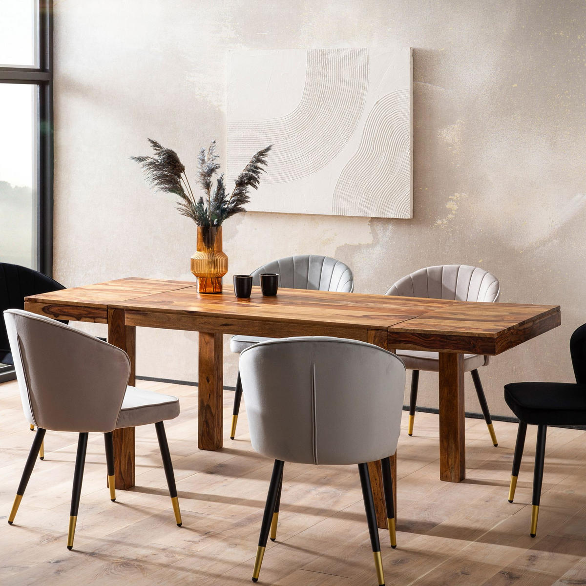 ESSZIMMERTISCH – Massivholz Braun 120–200 cm rechteckig verlängerbar - Sheeshamfarben/Braun, Holz (80/120/76cm) - KADIMA DESIGN