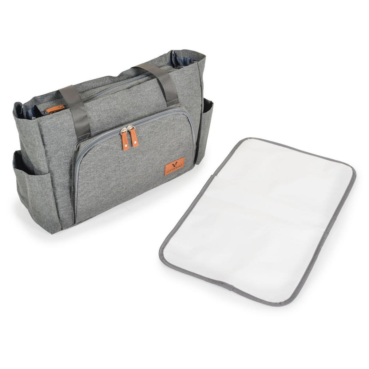 WICKELTASCHE Keily grau Wickelunterlage, Vordertasche, Seitentaschen, Kinderwagenclips - Grau, Textil (13/29/44cm) - Cangaroo
