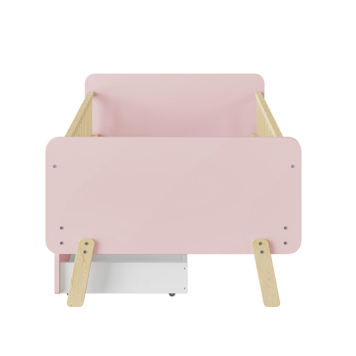 KINDEREINZELBETTEN aus Massivholz 90x190 cm in Rosa mit 2 Schubladen - Rosa, Holz (90/190cm) - Modfu