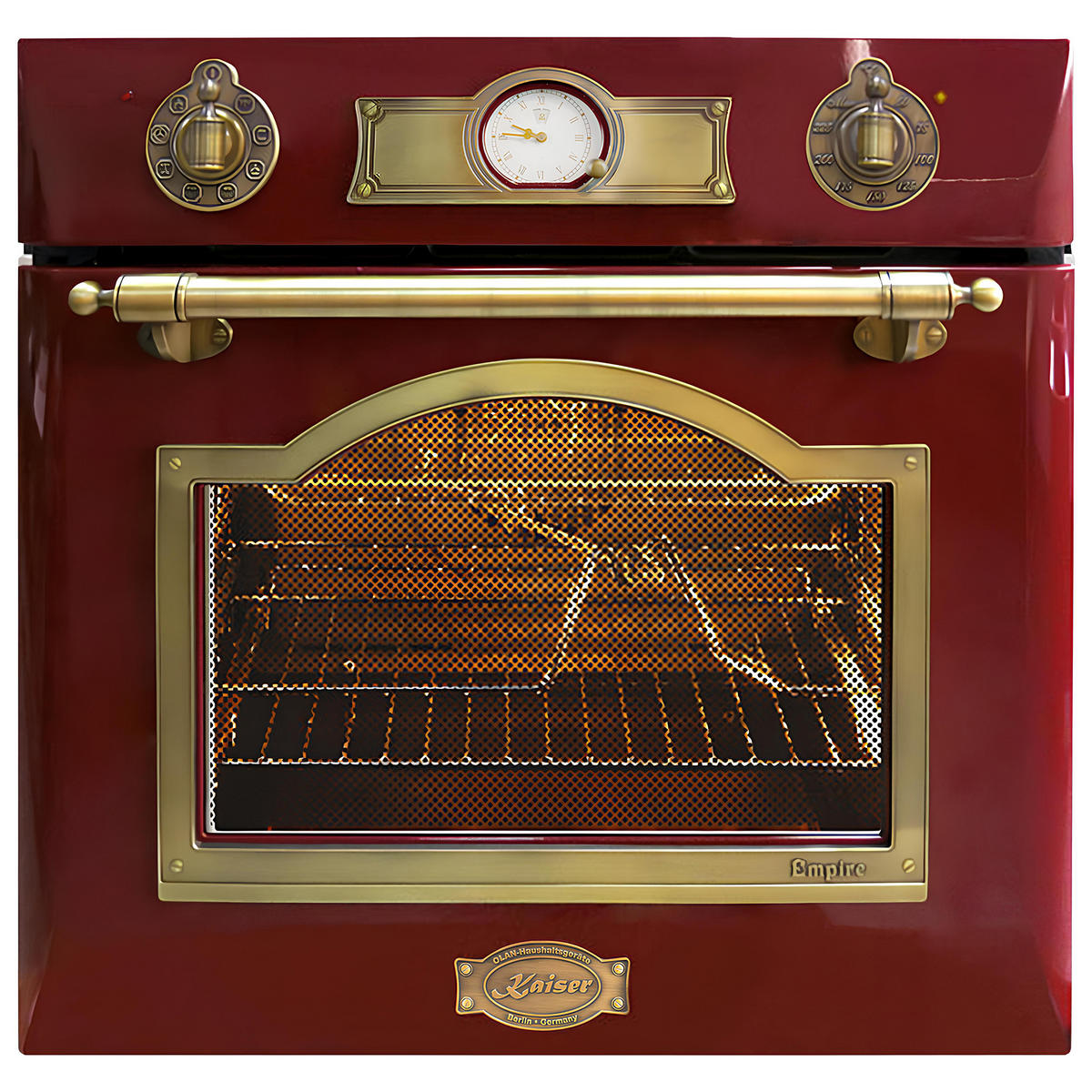 BACKOFEN-SET Elektro Backofen 60 cm Rot EH 6355 RotEm+KCT 6185 Em Glaskeramik Kochfeld 60 cm Schwarz - Rot, Metall (59.4/59.4/57.5cm) - Kaiser Küchengeräte