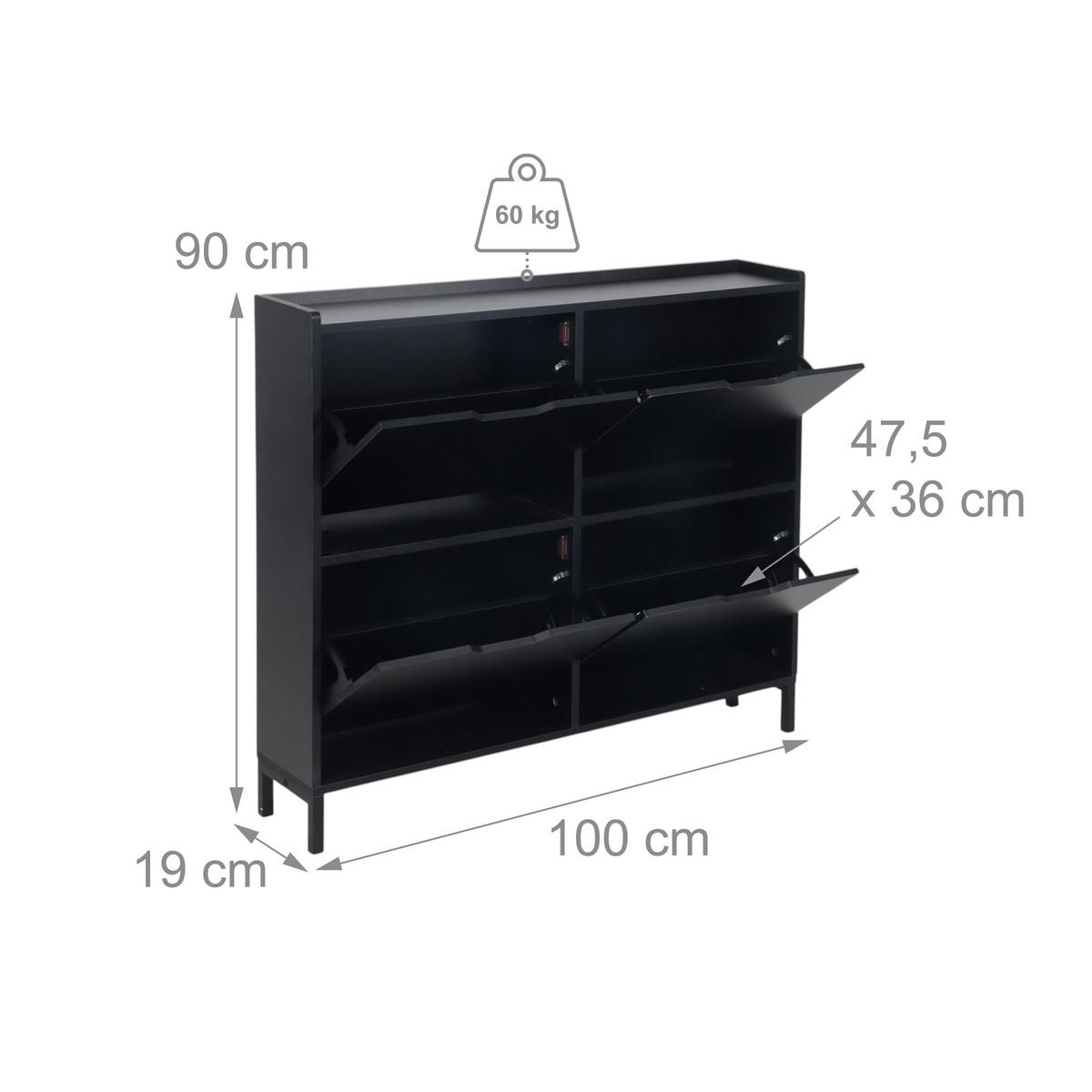 CIPELARNIK - crna, drvni materijal/metal (100/90/19cm) - Relaxdays