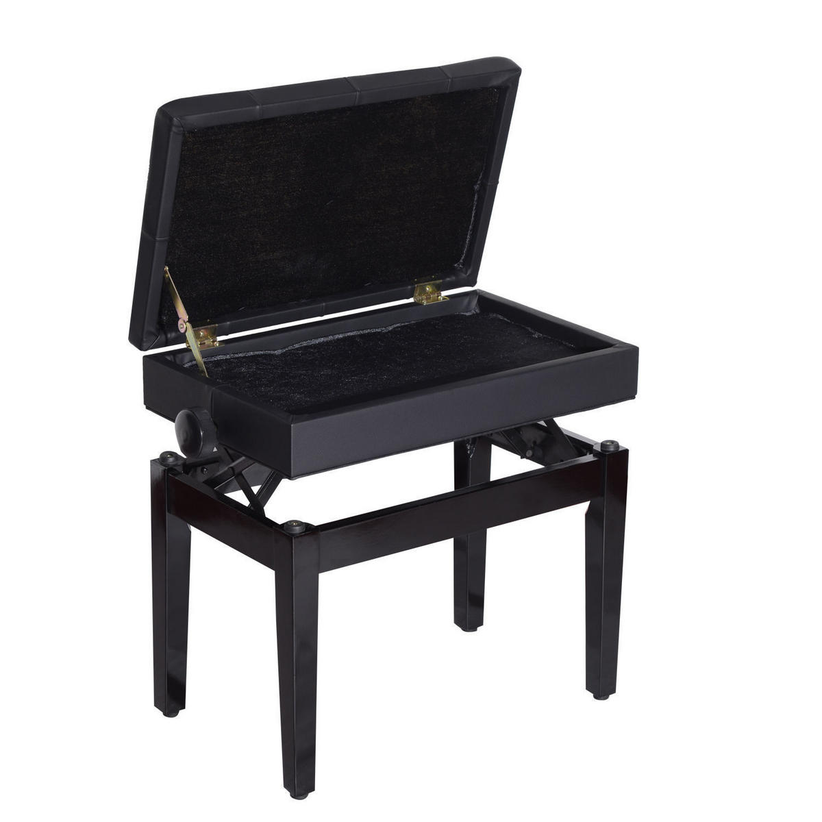 KLAVIERBANK DE-07227 höhenverstellbar mit Stauraum und Holzbeinen Schwarz - Schwarz, Holz (33/58/545cm) - ComfortXL