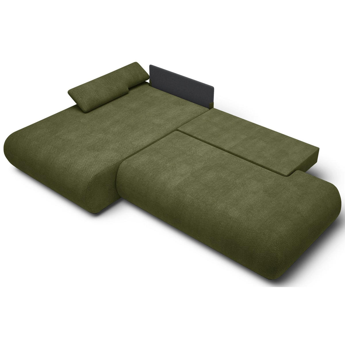 ECKSOFA Armone Olivgrün Chenille - Schwarz/Olivgrün, Kunststoff/Textil (286/173.5cm) - Selsey