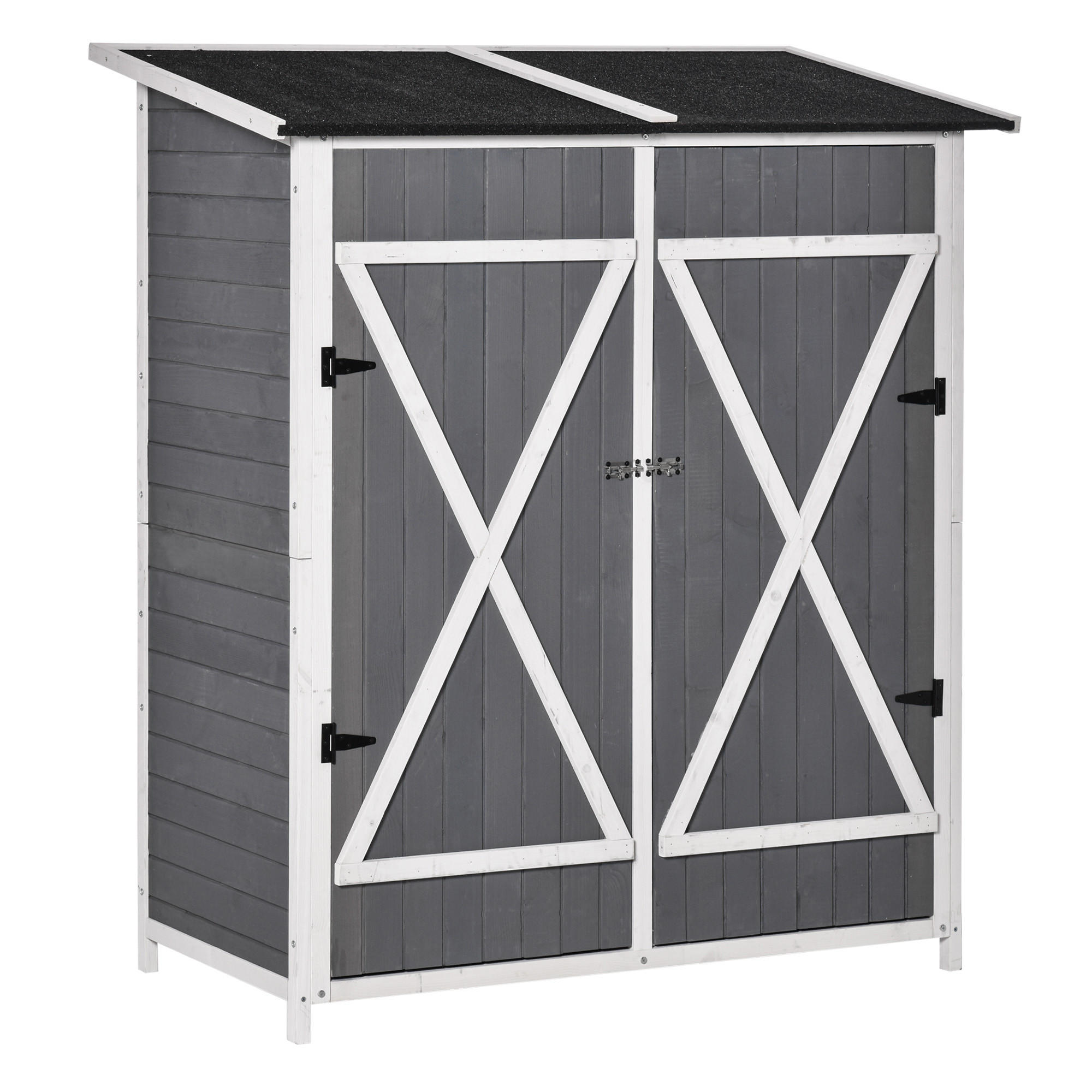 GARTENSCHRANK, Geräteschuppen mit 2 Tür, Antidumping Design, Tannenholz, Grau+Weiß - Multicolor, Holz (75/60/139cm) - Outsunny