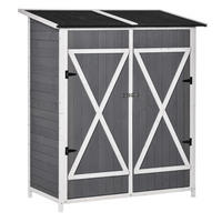 GARTENSCHRANK, Geräteschuppen mit 2 Tür, Antidumping Design, Tannenholz, Grau+Weiß - Multicolor, Holz (75/60/139cm) - Outsunny